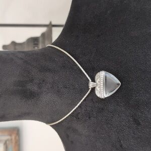 Vintage Brighton Clear Lucite Heart With Crystal Accent Necklace